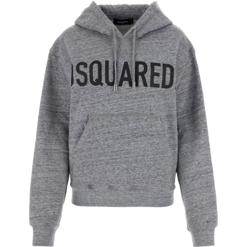 Grauer Baumwoll-Sweatshirt , Damen, Größe: L - Dsquared2 - Modalova