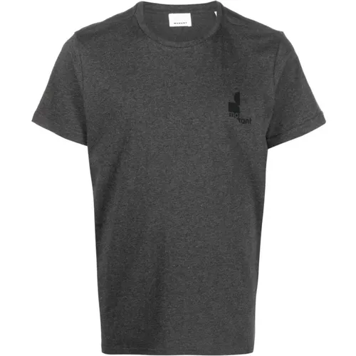 Grey Logo Print Cotton T-shirt , male, Sizes: S, L - Isabel marant - Modalova