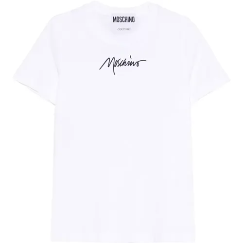 Lässiges Baumwoll-T-Shirt in Weiß , Damen, Größe: XS - Moschino - Modalova