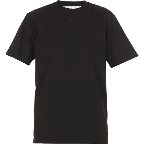 Schwarzes Baumwoll-T-Shirt mit Logo - Off White - Modalova