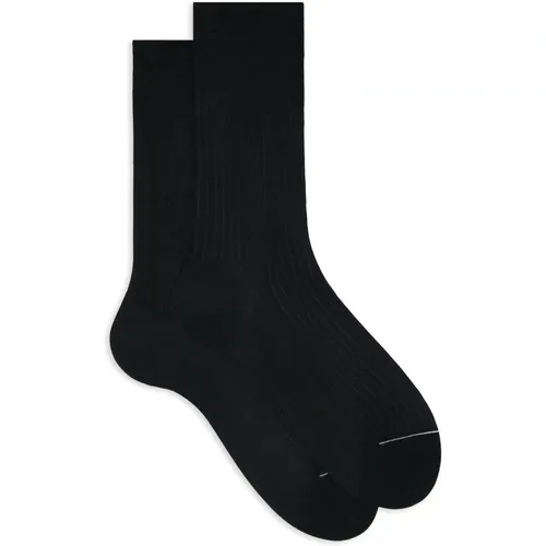 Herren Kurze Baumwollsocken Anthrazit Gerippt - Gallo - Modalova