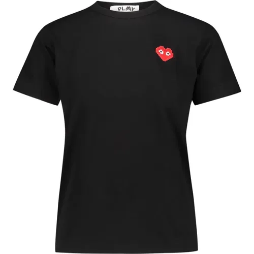 T-Shirt mit pixeligem Herz,Rotes T-Shirt mit pixeliertem Herz - Comme des Garçons - Modalova