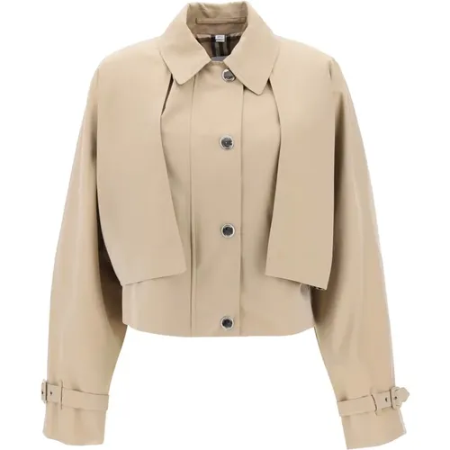 Cropped Double Layer Jacket , female, Sizes: XS - Burberry - Modalova