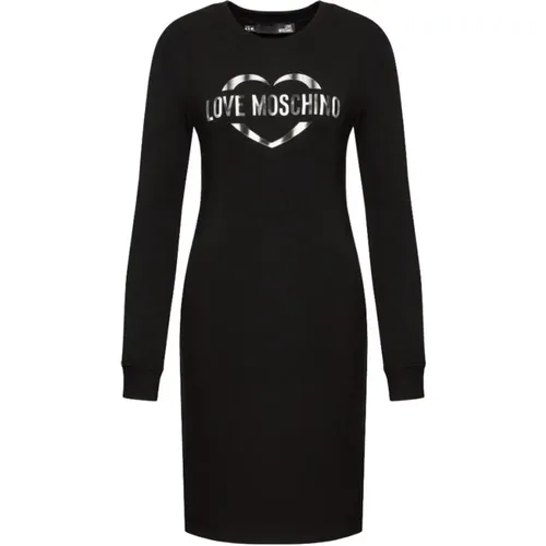 Modern Cotton Logo Dress , female, Sizes: L, M - Love Moschino - Modalova