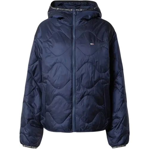 Dunkelblaue Daunenjacke mit Kapuze , Herren, Größe: XL - Tommy Hilfiger - Modalova