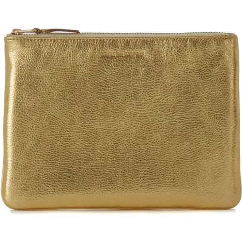 Goldene Leder-Reißverschluss-Brieftasche , Damen, Größe: ONE Size - Comme des Garçons - Modalova