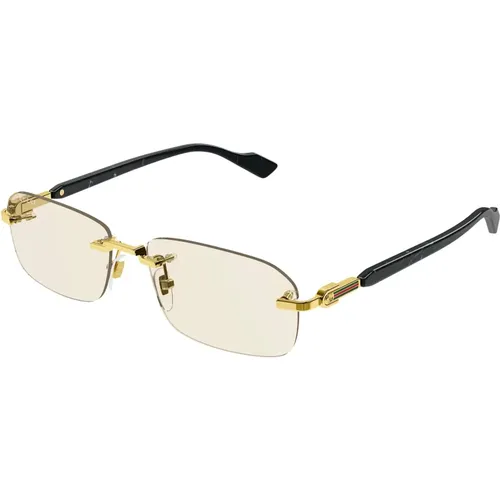 Gold/Gelbe Sonnenbrille , Herren, Größe: 56 MM - Gucci - Modalova