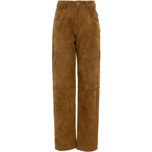 Hoch taillierte Wildleder Straight-Leg Hose , Damen, Größe: XS - MVP wardrobe - Modalova