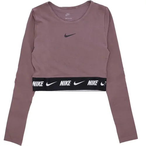 Short Sleeve Crop Top Plum Eclipse/Black , female, Sizes: S, M, L - Nike - Modalova