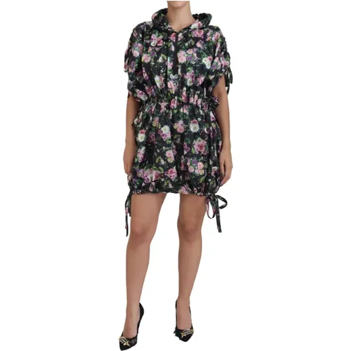 Elegant Floral Mini Dress with Logo Detail , female, Sizes: XS - Dolce & Gabbana - Modalova