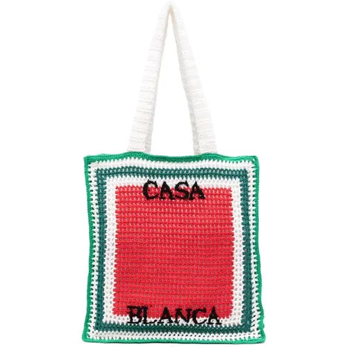Gehäkelte Tote Tasche Rot/Grün/Weiß Design - Casablanca - Modalova