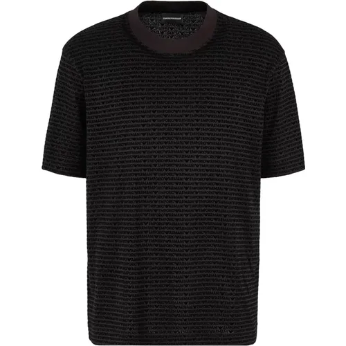 Schwarzes Kurzarm-Lyocell-Logo-T-Shirt , Herren, Größe: XL - Emporio Armani - Modalova