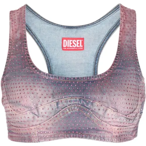Rosa Shirt mit seitlichem Reißverschluss , Damen, Größe: M - Diesel - Modalova