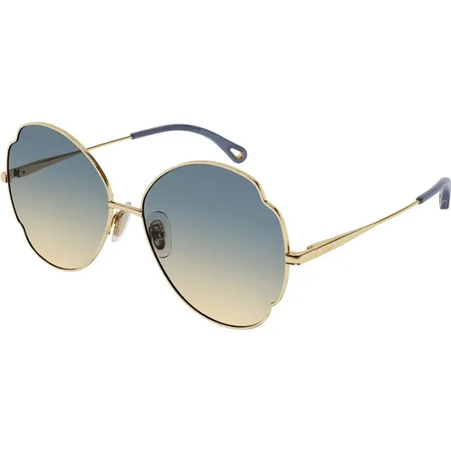 Glänzende klassische goldene Sonnenbrille Ch0093S , Damen, Größe: 60 MM - Chloé - Modalova