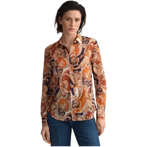 Seiden Baumwolle Kaschmir Muster Hemd , Damen, Größe: XS - Gant - Modalova