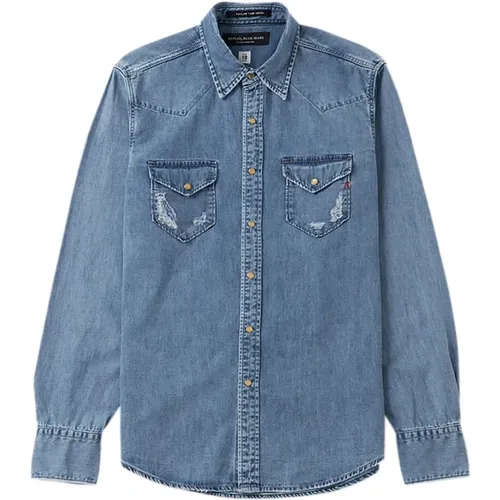 Denim Shirt in Light for Men , male, Sizes: XL - Replay - Modalova