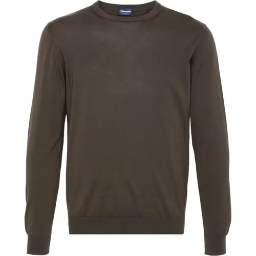 Cotton Crew Neck Sweater , male, Sizes: L, 2XL, S - Drumohr - Modalova