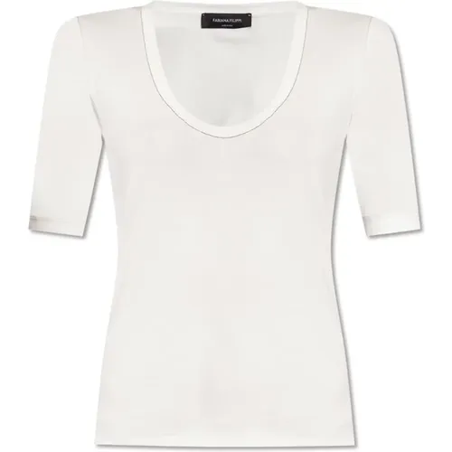 T-Shirt mit glänzenden Details , Damen, Größe: 3XS - Fabiana Filippi - Modalova