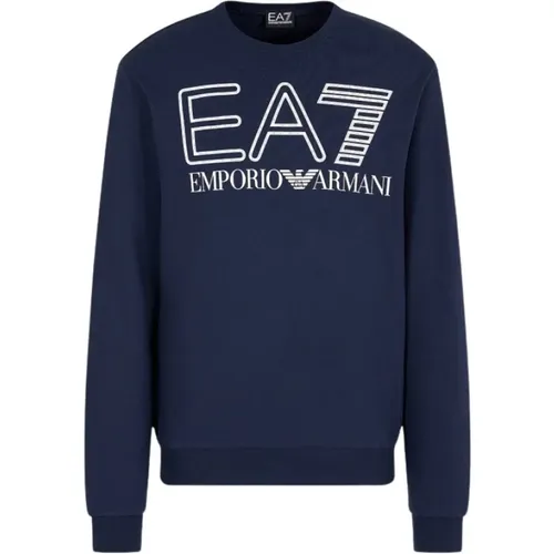 Navy Sweatshirt Herbst/Winter 2023/2024 , Herren, Größe: L - Emporio Armani EA7 - Modalova