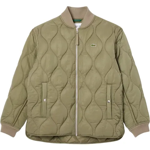 Short Waterproof Jacket with Emblem (Khaki) , male, Sizes: XL, M, S, L - Lacoste - Modalova