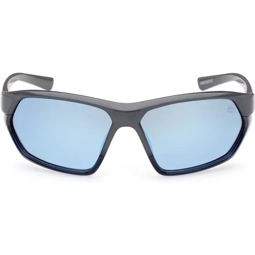 Rectangular Polarized Sunglasses Blue Mirrored , unisex, Sizes: 64 MM - Timberland - Modalova