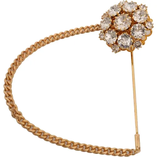 Clear Crystal Chain Pin Brooch , female, Sizes: ONE SIZE - Dolce & Gabbana - Modalova
