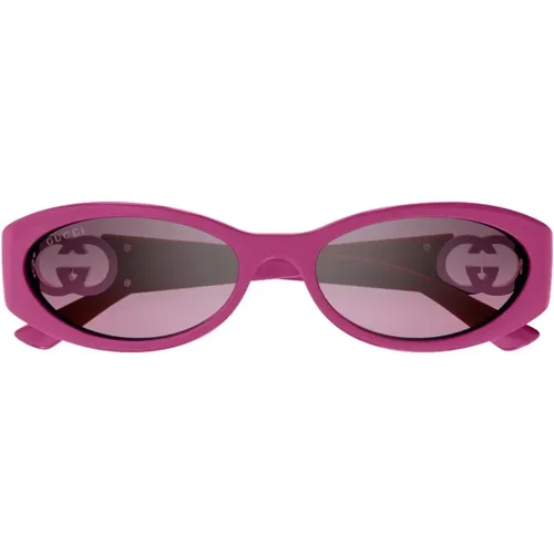Modische Ovale Damen-Sonnenbrille in Fuchsia , Damen, Größe: 54 MM - Gucci - Modalova