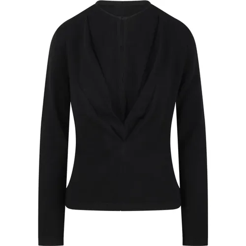 Cashmere V-Neck Sweater with Pleated Details , female, Sizes: S, M, L - alberta ferretti - Modalova