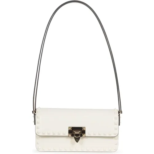 Ivory Rockstud Leather Handbag , female, Sizes: ONE SIZE - Valentino - Modalova