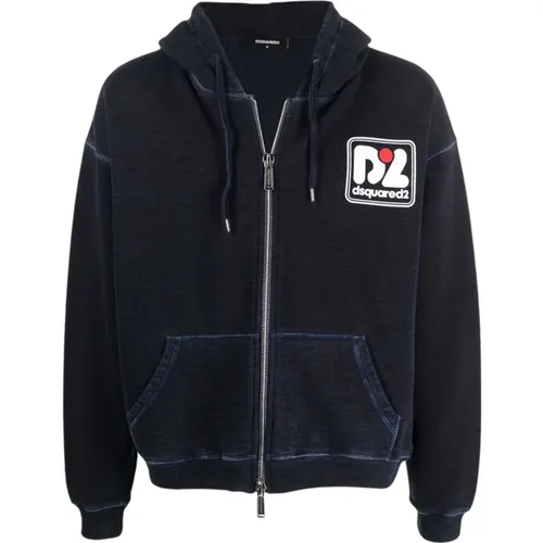 Herren Zip-Up Trainings-Sweatshirt mit verblasstem Logo - Dsquared2 - Modalova