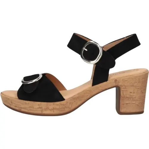 Schwarze Sandale mit Goldenen Schnallen , Damen, Größe: 38 EU - Gabor - Modalova