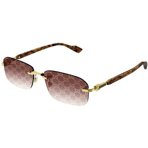 Gold Frame with Red Lenses , unisex, Sizes: 56 MM - Gucci - Modalova