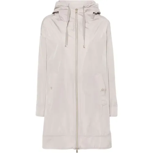 Grey Hooded Coat with Two-Way Zip , female, Sizes: M - Herno - Modalova