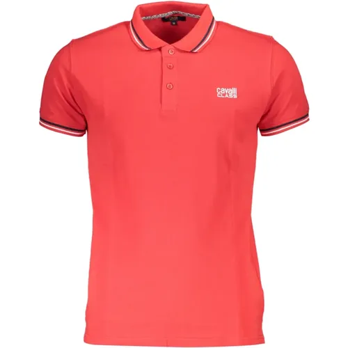 Rotes Polo-Shirt Kurzarm Herren , Herren, Größe: L - Cavalli Class - Modalova