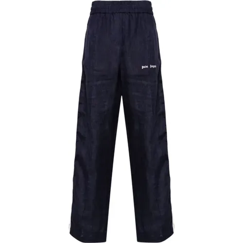 Linen Trousers with Side Stripe Detailing , male, Sizes: L, M, S - Palm Angels - Modalova