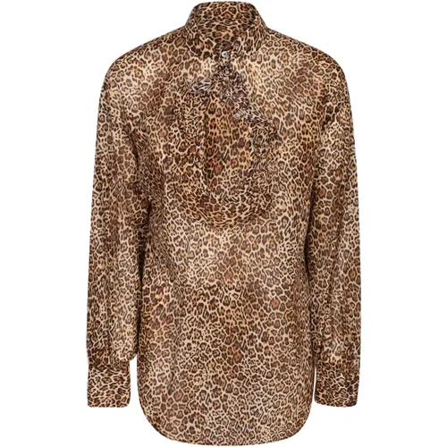 Leopard Print Cotton Blouse , female, Sizes: S, XS, M - Dsquared2 - Modalova