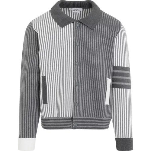 Polo Collar Bomber Jacket Tonal Grey , male, Sizes: XL, 2XL - Thom Browne - Modalova