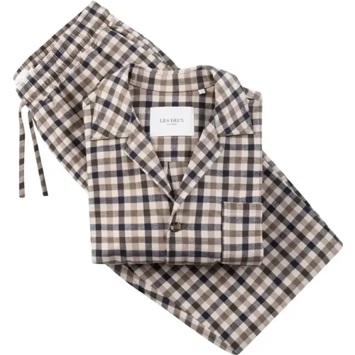 Brushed Cotton Pyjama Set , male, Sizes: S - Les Deux - Modalova