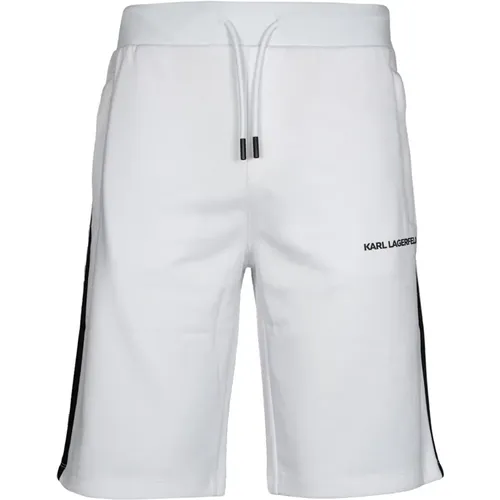 Weiße Baumwoll-Polyester-Shorts in Regular Fit , Herren, Größe: L - Karl Lagerfeld - Modalova