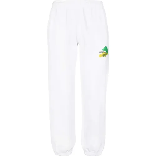 Off , Logo Cotton Sweatpants Elasticated Waistband Cuffs , female, Sizes: L, S - Off White - Modalova