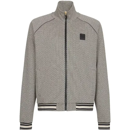 Monogram jacquard track jacket , male, Sizes: XL, L, 2XL, M - Balmain - Modalova
