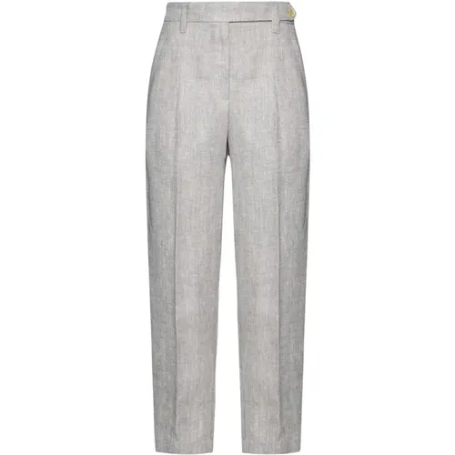 Grey Linen Trousers , female, Sizes: M - BRUNELLO CUCINELLI - Modalova