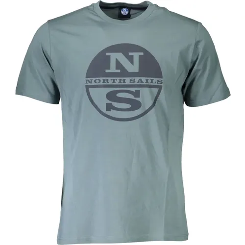 Grünes Baumwoll-T-Shirt mit Druck , Herren, Größe: XL - North Sails - Modalova