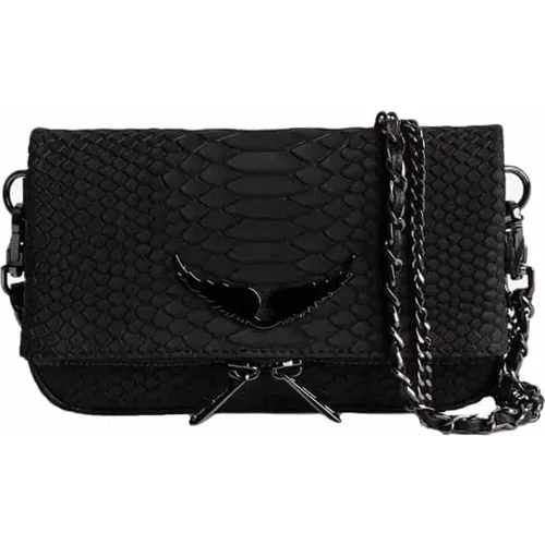 Iconic Rock Clutch Bag in Python Leather , female, Sizes: ONE SIZE - Zadig & Voltaire - Modalova