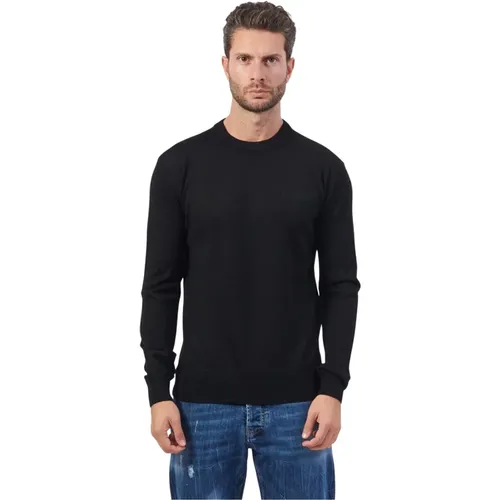 Schwarzer Pullover Basic Langarm , Herren, Größe: M - Bikkembergs - Modalova