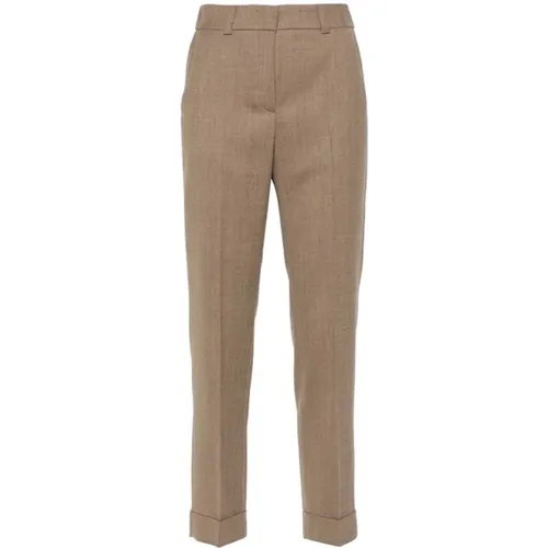 Wool Blend Slim Fit Trousers , female, Sizes: S - PESERICO - Modalova