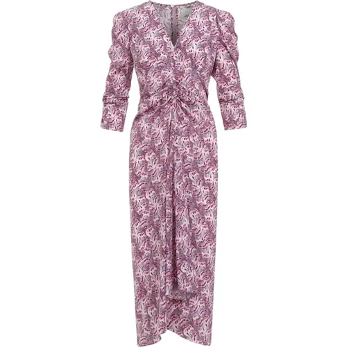 Purple Silk Midi Dress Floral Pattern , female, Sizes: XS - Isabel marant - Modalova