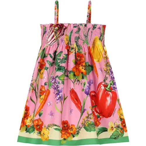 Blumiges Kleid mit Eckigem Ausschnitt - Dolce & Gabbana - Modalova
