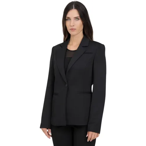 Schwarzer Einreiher-Blazer , Damen, Größe: 2XL - Only - Modalova