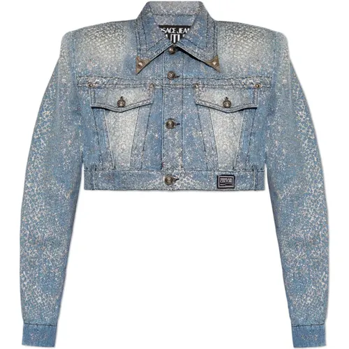 Cropped denim jacket , female, Sizes: XS - Versace Jeans Couture - Modalova